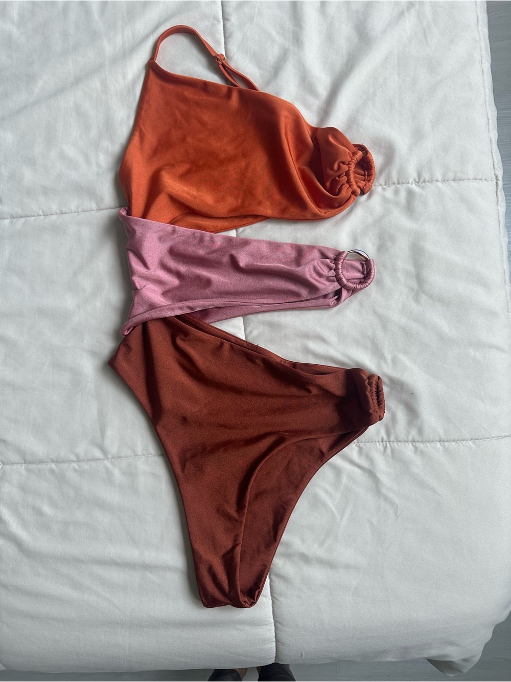 cult gaia Colorblock Ring-Accent Bikini Set - Rust, Pink, Brown